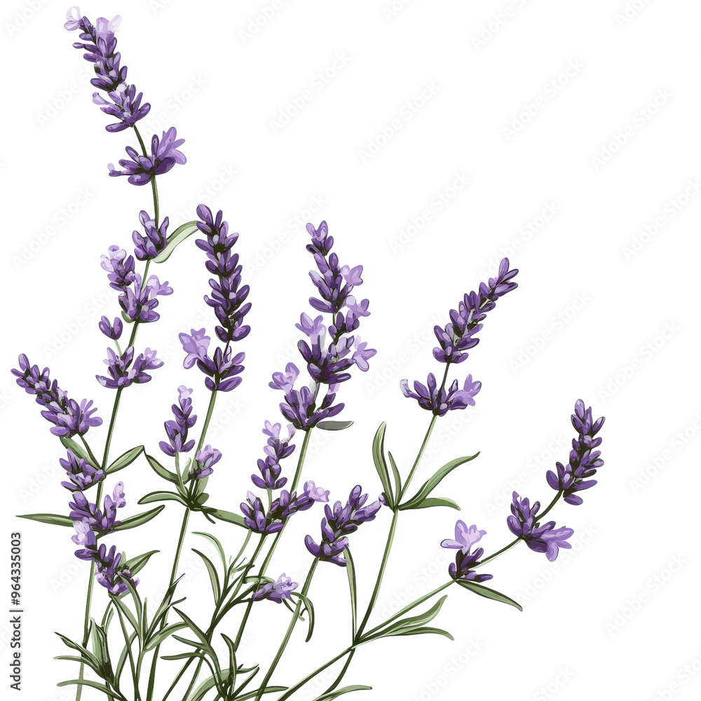 Sprigs of lavender flowers isolated on a white background. Lavender blossoms. Bunch of lavender. Sprigs of lavender flowers isolated on a white background. Lavender blossoms. Bunch of lavender.
