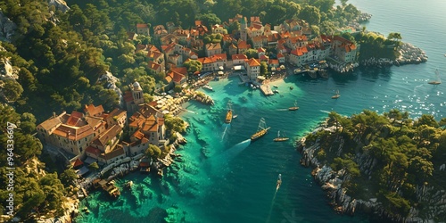 Fototapeta Naklejka Na Ścianę i Meble -  Croatia sea view resorts, Scenic Croatian coastline, Croatian beach resorts