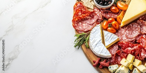 A beautifully arranged charcuterie board featuring assorted meats, cheeses, olives, and cherry tomatoes, perfect for entertaining.