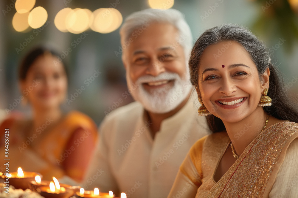 Obraz premium diwali festival concept happy indian people holding oil lamp