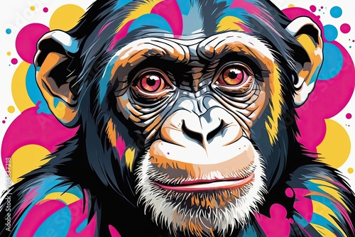 Pop Art Chimpanzee: Pop Art depiction of a chimpanzee photo