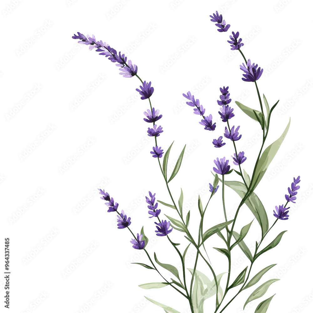 Obraz premium Sprigs of lavender flowers isolated on a white background. Lavender blossoms. Bunch of lavender.