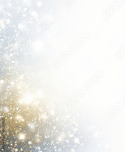 A white background with a gradient of gold and white, featuring a scattering of small, sparkling lights.