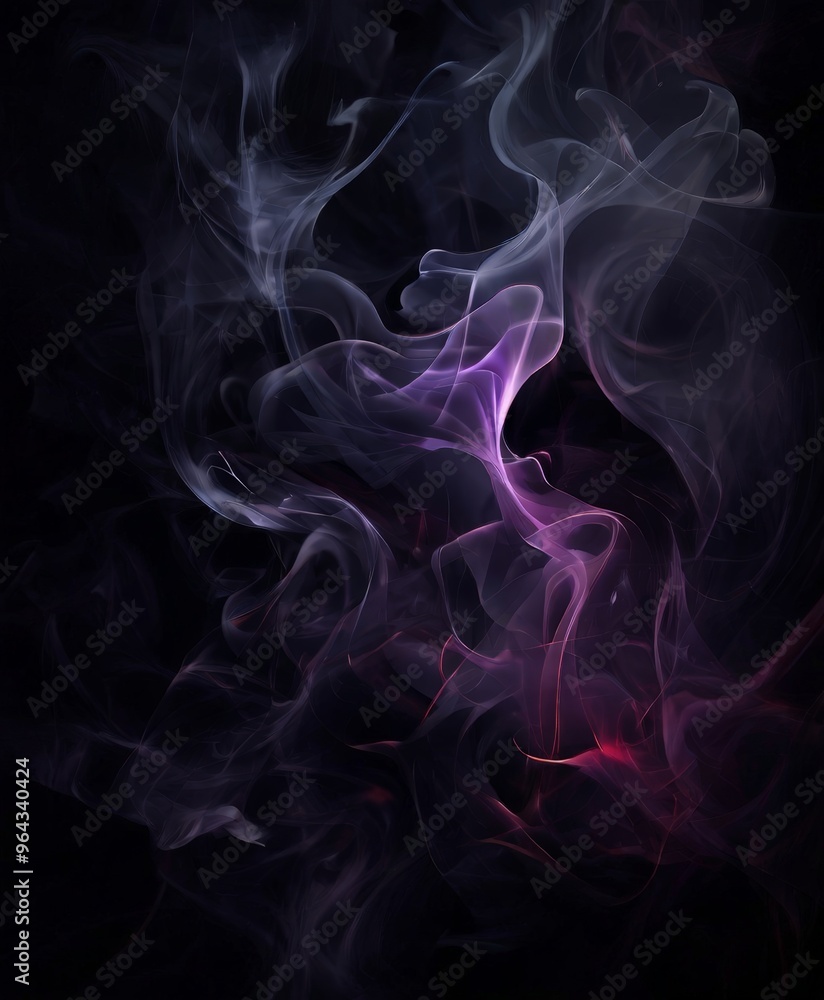 Obraz premium swirling pattern of purple and pink smoke against a dark background, creating an abstract and ethereal visual effect.