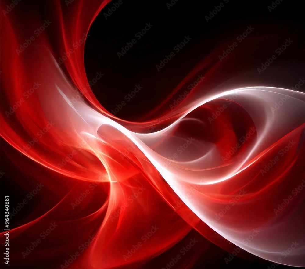 Obraz premium striking abstract composition of red and white swirls and curves, creating a dynamic and visually effect.