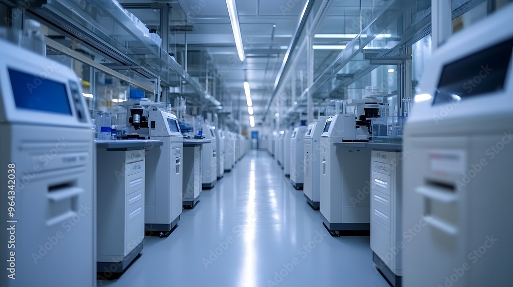 A state-of-the-art research lab where scientists are studying virus strains using advanced microscopes and 3D molecular models. A state-of-the-art research lab where scientists are studying virus strains using advanced microscopes and 3D molecular models.