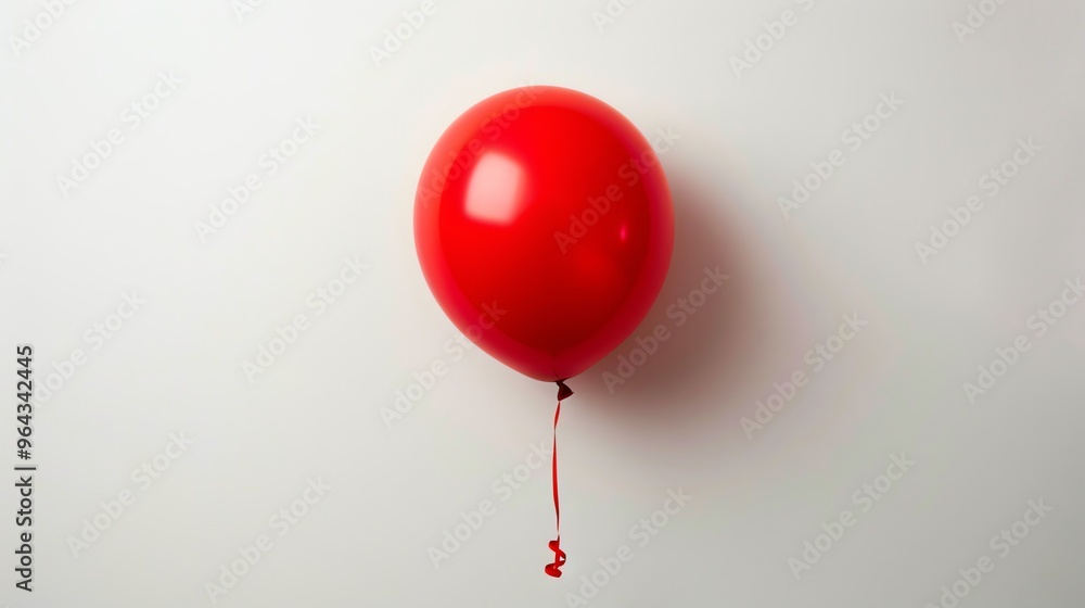 A single red balloon against a white background. A single red balloon against a white background.