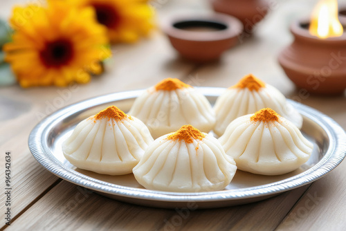 Indian traditional sweet modak in the plate photo