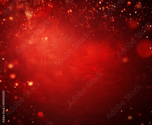 red background with a scattering of small white dots, creating a sense of depth and texture. The dots appear to be randomly dispersed, adding a dynamic element to the