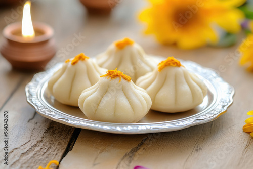 Indian traditional sweet modak in the plate photo