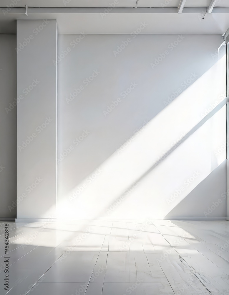 A bright, empty room with a white wall and wooden floor, bathed in natural light from a window. A bright, empty room with a white wall and wooden floor, bathed in natural light from a window.