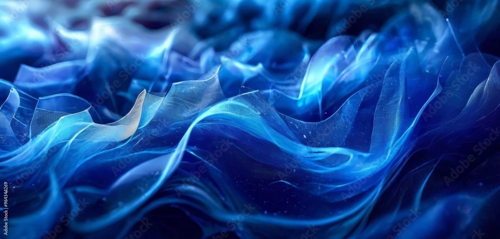 a close-up of a swirling, ethereal blue wave, with a subtle hint of white at the top left corner. a close-up of a swirling, ethereal blue wave, with a subtle hint of white at the top left corner.
