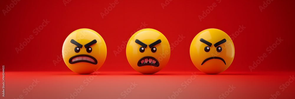 Confused eyes and mouth emoji expression on red background Confused eyes and mouth emoji expression on red background