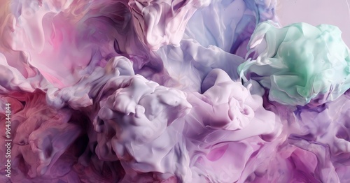 close-up view of a vibrant abstract composition, with a mix of pink, purple, and blue hues. The colors are fluid and dynamic, creating a sense of movement and energy. The image