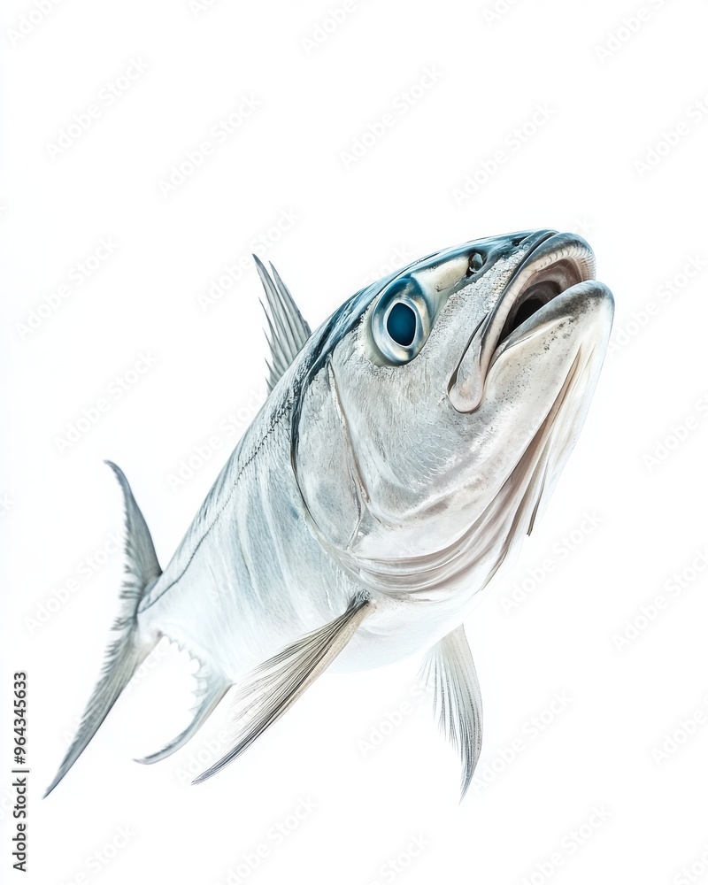Fototapeta premium the Milkfish, portrait view, white copy space on right, Isolated on white Background