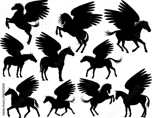 A Pegasus silhouette winged...