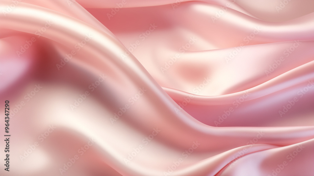 Fototapeta premium Glossy pink satin fabric with smooth folds, romantic abstract background with copy space