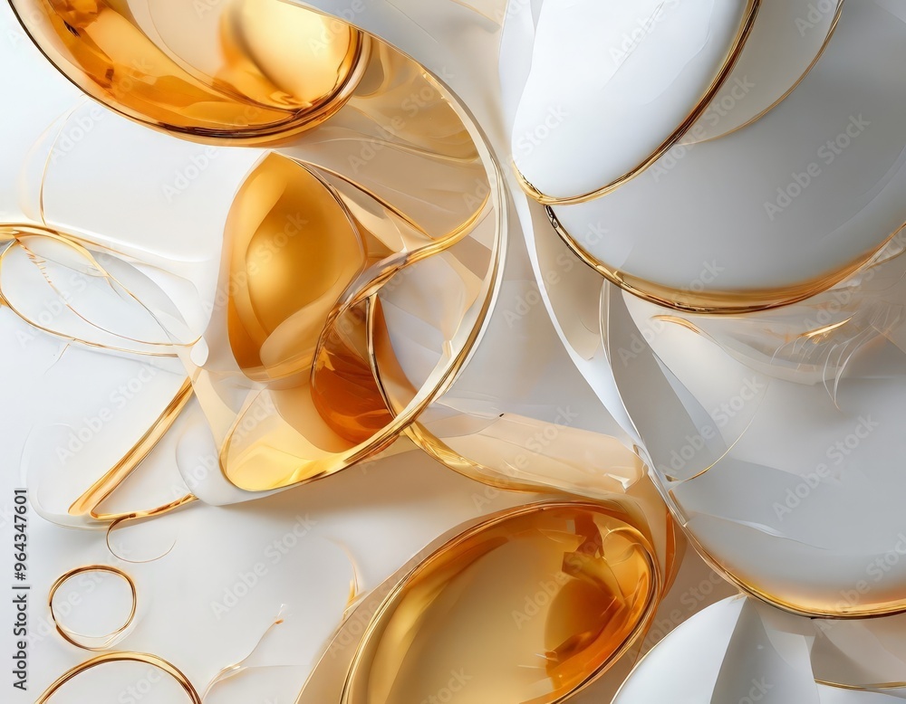 complex arrangement of overlapping gold and white shapes, creating a visually striking abstract composition. complex arrangement of overlapping gold and white shapes, creating a visually striking abstract composition.