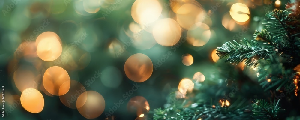 A close-up view of a Christmas tree adorned with twinkling lights, with a blurred background of warm, golden-hued bokeh lights. A close-up view of a Christmas tree adorned with twinkling lights, with a blurred background of warm, golden-hued bokeh lights.