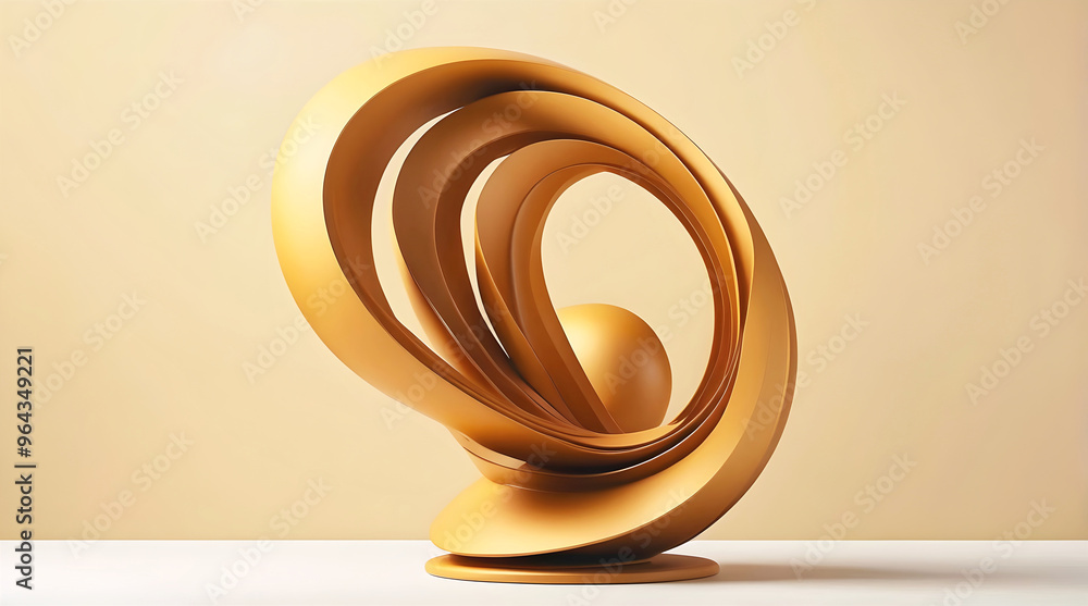 Closeup of golden abstract sculpture, art background, template, aesthetic wallpaper, copy space area