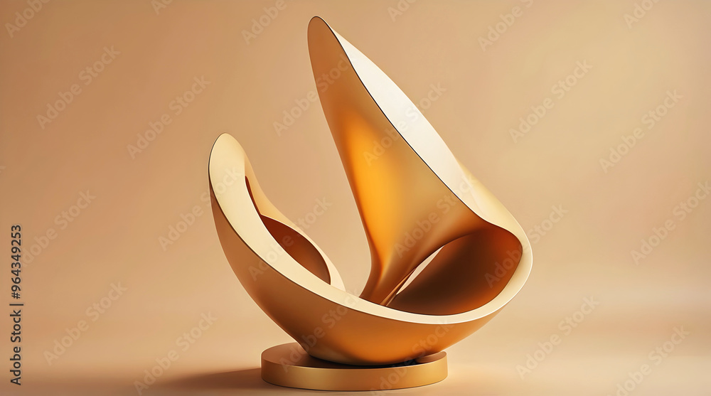 Closeup of golden abstract sculpture, art background, template, aesthetic wallpaper, copy space area