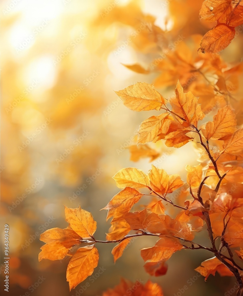 A close-up view of vibrant orange autumn leaves on a branch, with a blurred background of warm, golden light. A close-up view of vibrant orange autumn leaves on a branch, with a blurred background of warm, golden light.