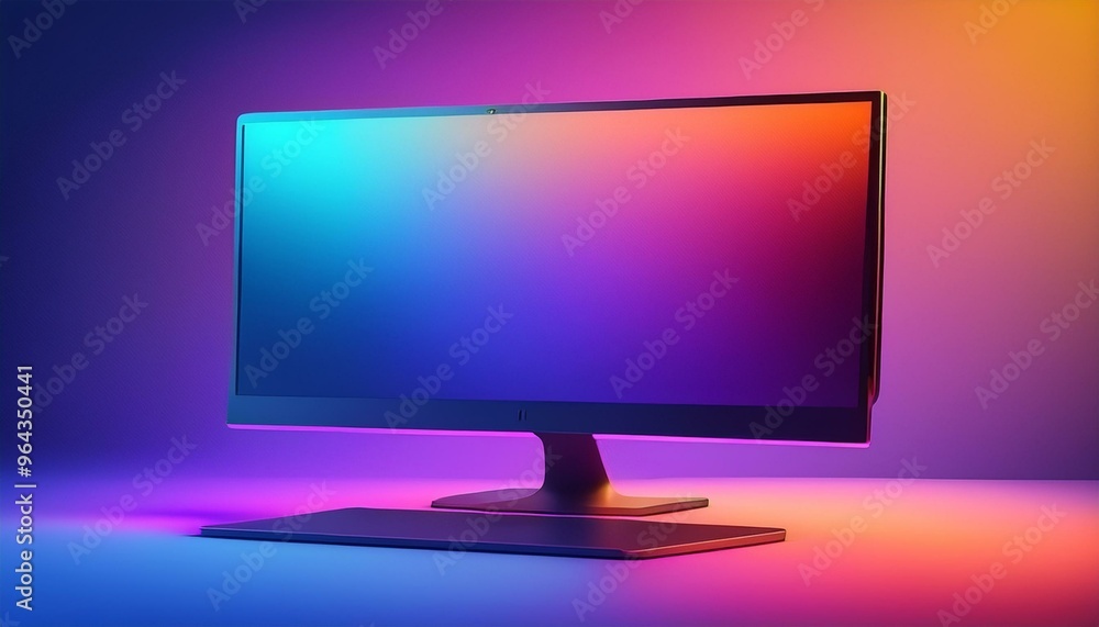 View of computer monitor with gradient display View of computer monitor with gradient display