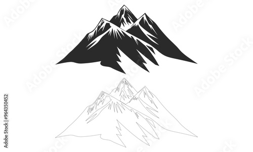 mountain vector, icon, logo. Set of rocky mountain silhouette. bundle vector