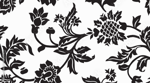 flower print dyed linen texture background. Seamless woven repeat batik pattern swatch. Floral organic distressed block print all over