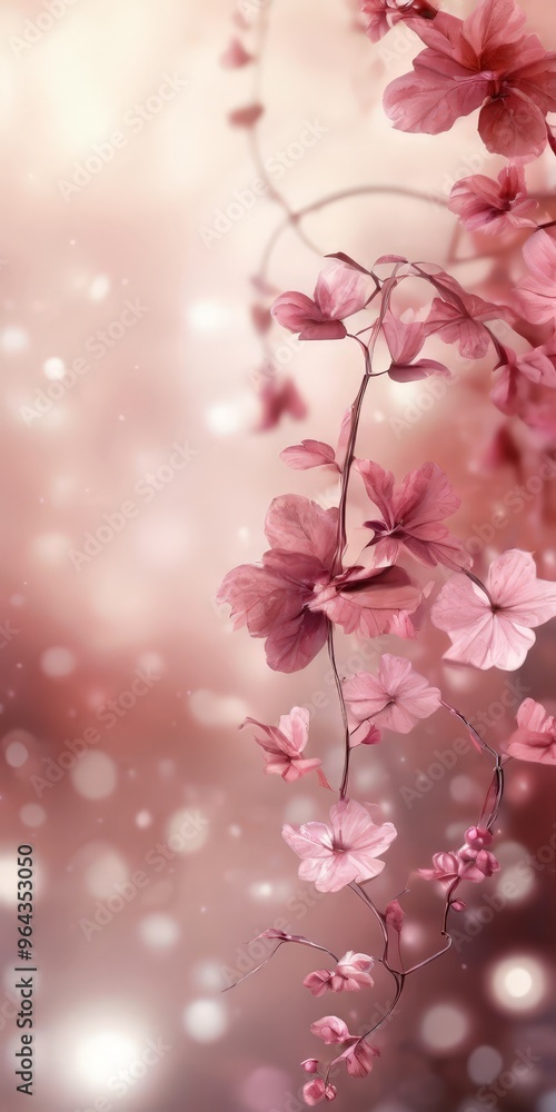 A close-up view of delicate pink cherry blossoms against a soft, blurred pink and white bokeh background. A close-up view of delicate pink cherry blossoms against a soft, blurred pink and white bokeh background.
