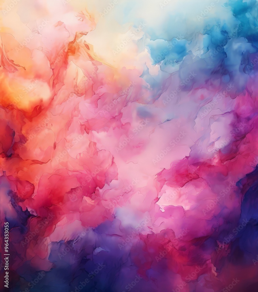 Fototapeta premium a vibrant abstract painting featuring a swirling pattern of pink, orange, blue, and purple hues, creating a dynamic and energetic visual experience.