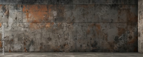 A weathered concrete wall with a faded orange and brown paint, showing signs of age and exposure to the elements.