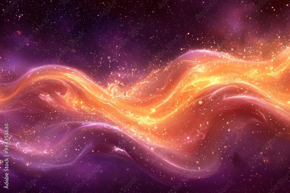 Fototapeta premium Vibrant cosmic nebula with swirling waves of colorful energy