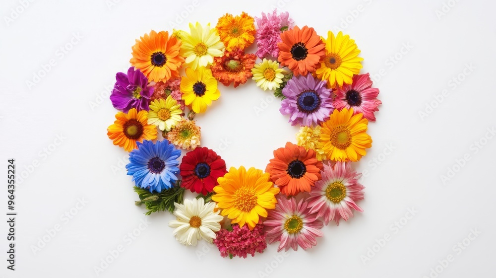 flat-lay of vibrant colorful flowers flat-lay of vibrant colorful flowers