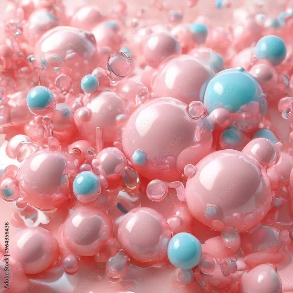 close-up view of a collection of pink and blue spheres, with the spheres varying in size and overlapping each other, creating a visually and abstract composition. close-up view of a collection of pink and blue spheres, with the spheres varying in size and overlapping each other, creating a visually and abstract composition.