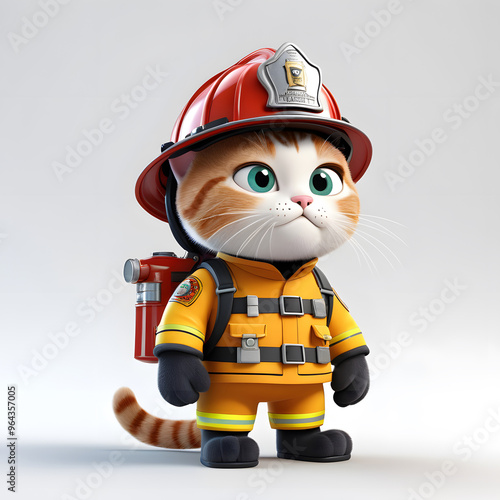 Brave Firefighter Cat photo