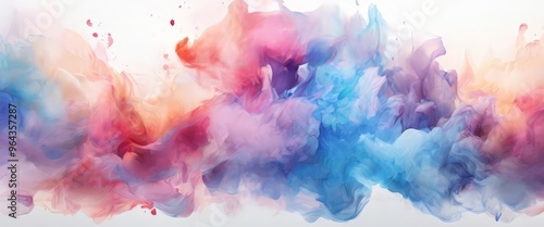 vibrant abstract composition of swirling, multicolored smoke or vapor, with splashes of red, pink, blue, and purple, creating a dynamic and visually scene.