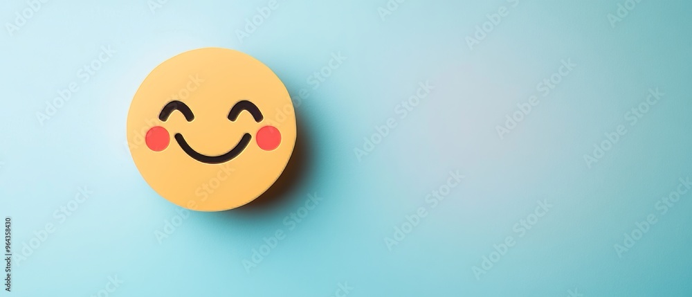 Fototapeta premium a smile emoticon from paper on soft color background