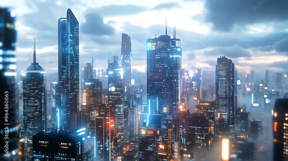 Obraz premium AI-driven cityscape advanced technology