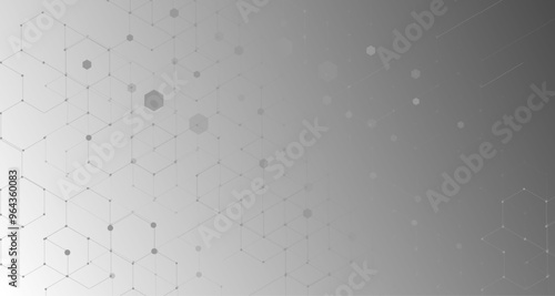 abstract hexagonal molecular structures in technology grey background