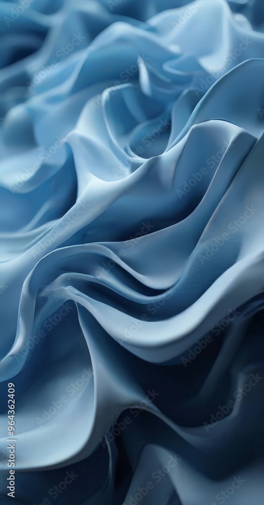 Obraz premium a close-up view of a fabric with a flowing, wavy texture in shades of blue, creating a sense of movement and depth.