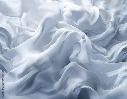 a close-up of a white, flowing fabric with a soft, wispy texture, resembling the movement of clouds or the folds of a soft, white blanket.