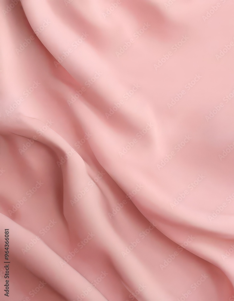 Fototapeta premium a close-up view of a soft, flowing fabric in a pale pink color. The fabric appears to be made of silk or satin, with a smooth and shiny texture. The fabric is crumpled, creating