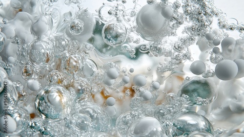 Bubbles merging to form intricate patterns organic shapes