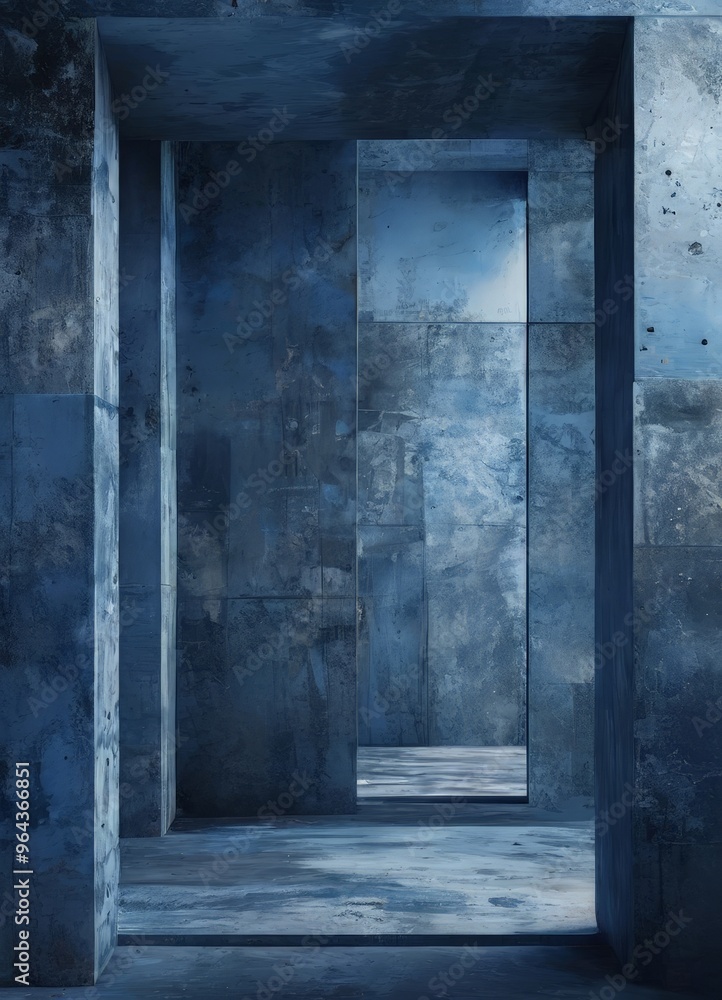 a dimly lit, concrete room with a large, open doorway on the right side, creating a sense of depth and perspective. a dimly lit, concrete room with a large, open doorway on the right side, creating a sense of depth and perspective.