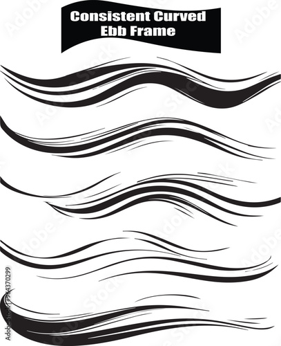 Consistent Curved Ebb Frame Artistic Silhouette Elements in Black