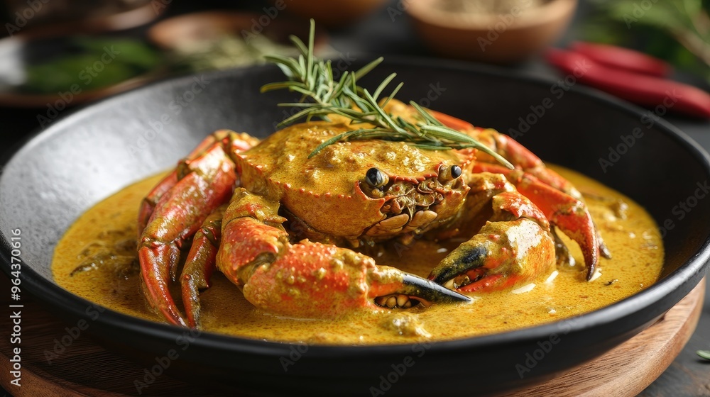 Fried crab, curry, spice. Generative AI Fried crab, curry, spice. Generative AI