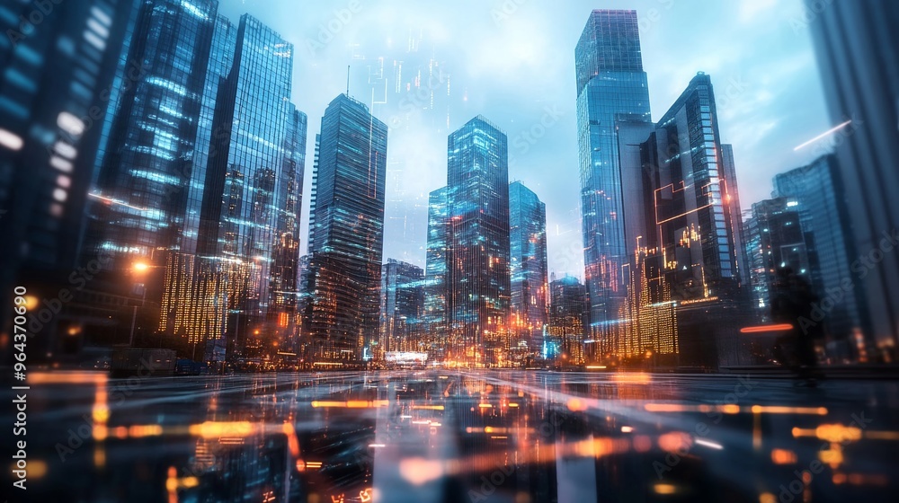 Obraz premium Economic impact holographic price downturn