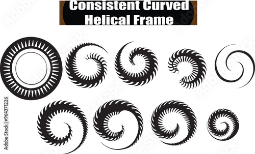 Consistent Curved Helical Frame Abstract Silhouette Vector Graphics Pack