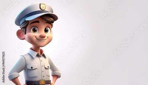 Handsome young postman putting letter in mail box outdoors photo